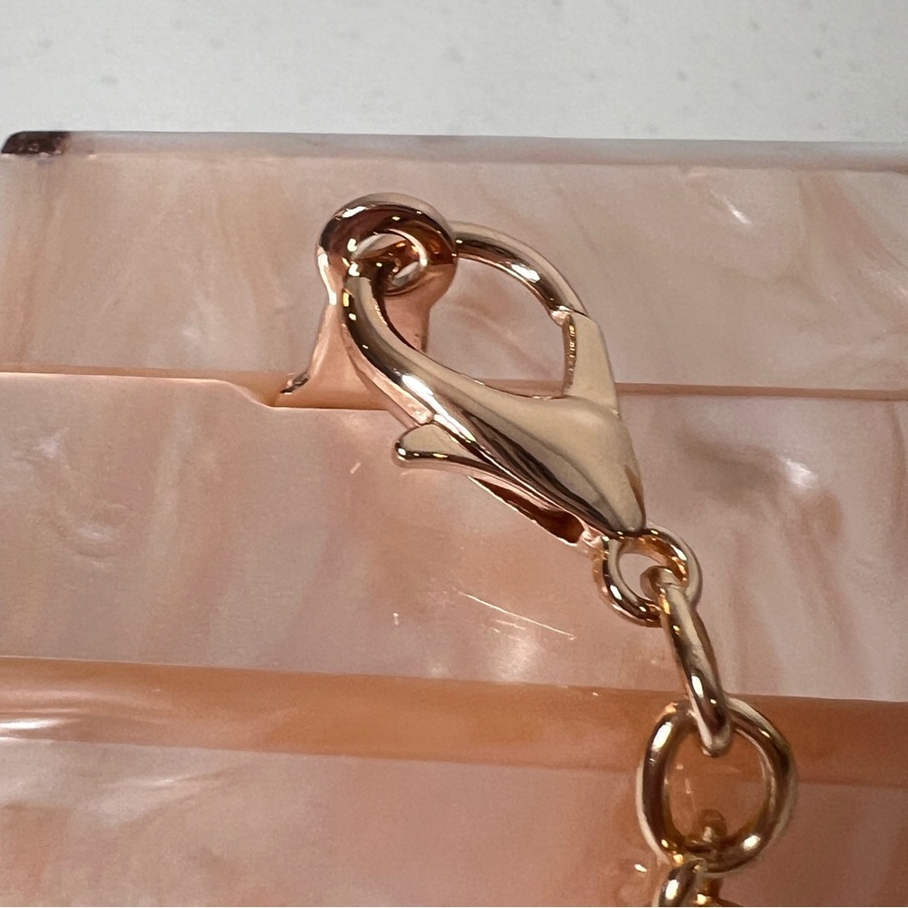 Acrylic Clutch Crossbody Bag Detachable Chain Strap Brown Black Wave Pattern - Picture 5 of 14